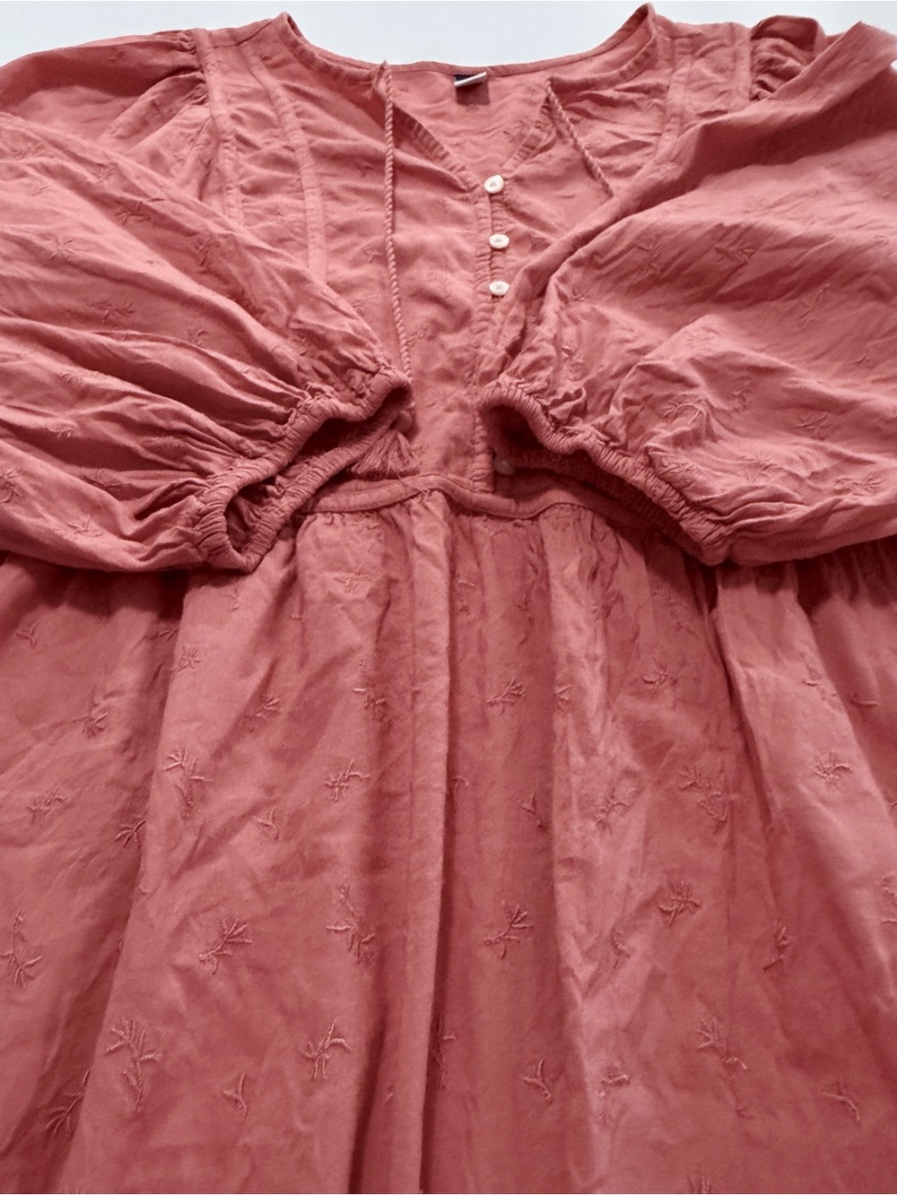 Old Navy Terra Cotta Midi Dress Size Medium Tie-Neck Tiered Floral Prairie Boho - Picture 7 of 15